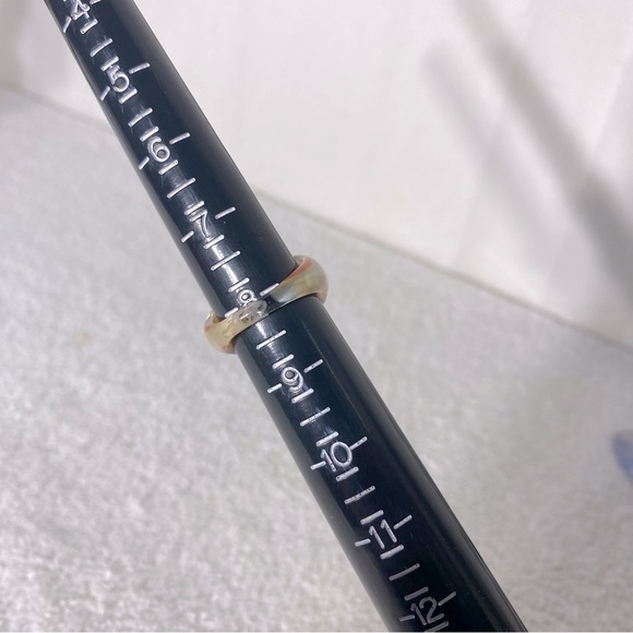 Vintage Art Glass Handmade Cream Orange Band Ring - Picture 9 of 11